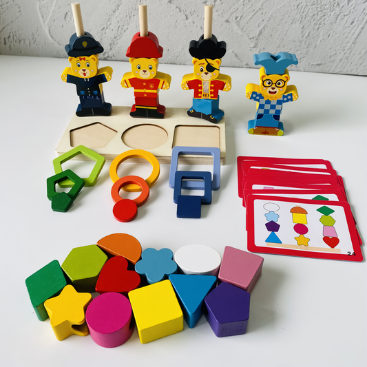 Beebox Littlebear Shape Wrapped – Shape Sorter & Stacking Learning Toy for Toddlers