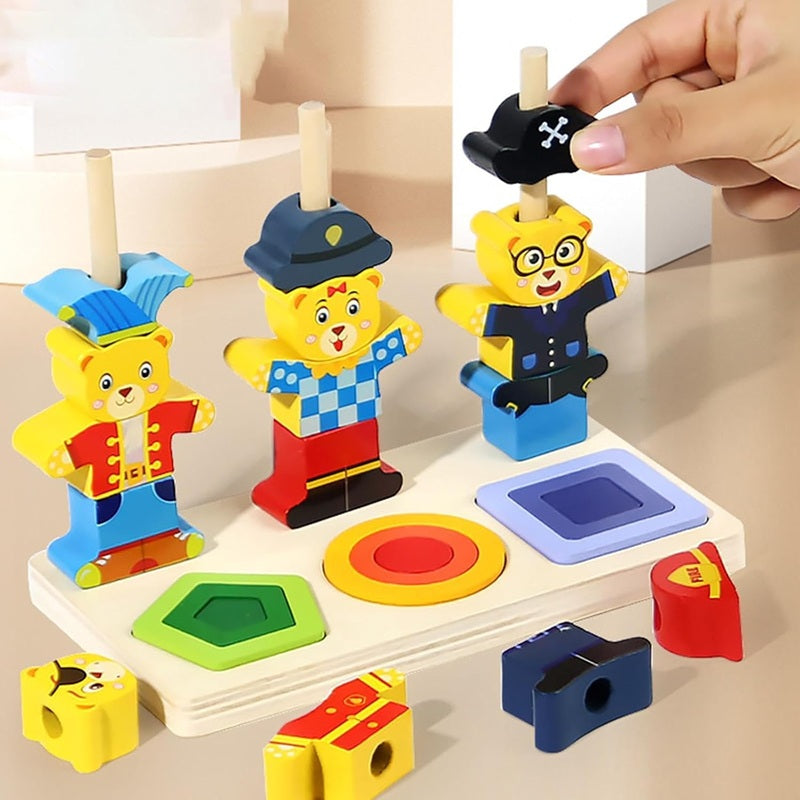 Beebox Littlebear Shape Wrapped – Shape Sorter & Stacking Learning Toy for Toddlers