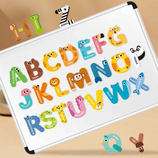 Beebox's Magnetic Alphabet Set for Children | ABC Learning Kit for Kids | Vibrant Square Paper Puzzle Pieces for Creative Play & Cognitive Growth