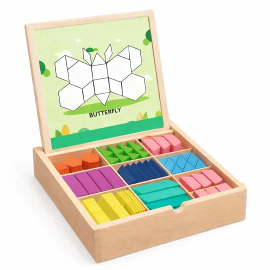 Beebox Wooden Magnetic Geometry Puzzle – Montessori Educational Toy for Kids