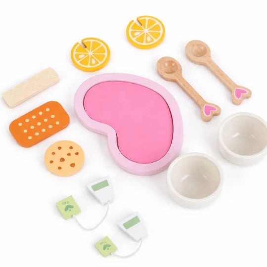 Beebox Pink Afternoon Tea Set – Wooden Pretend Play Tea Party Toy for Kids