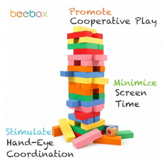 Wooden Zenga 54-Piece Balance Tower Game for Kids | Beebox