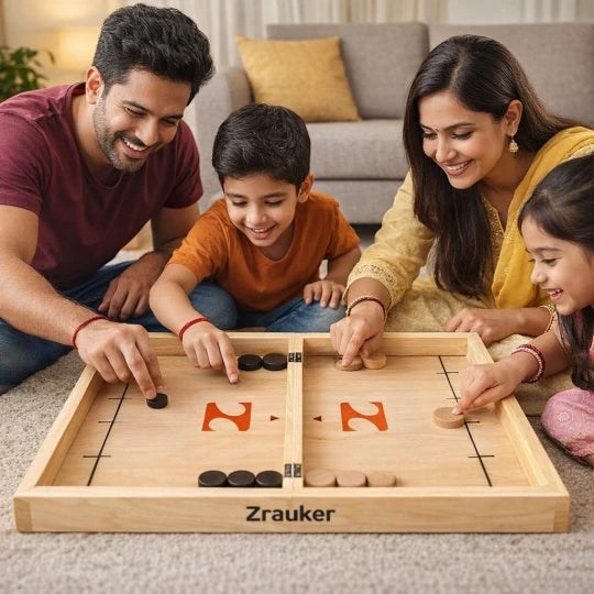 Beebox Foldable Fast Sling Game with Chess 2-in-1 Wooden Family Strategy & Skill Toy for Kids