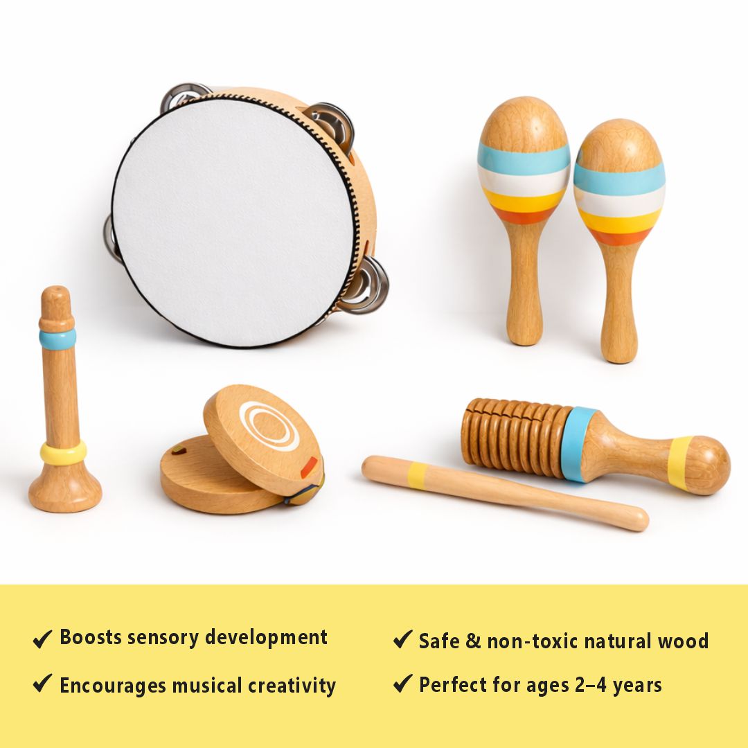 Kids Wooden Musical Instrument Set – Music Toy for Toddlers | Early Learning Sound & Rhythm Play