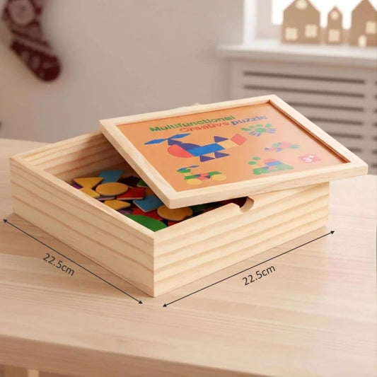 Beebox Wooden Magnetic Geometry Puzzle – Montessori Educational Toy for Kids