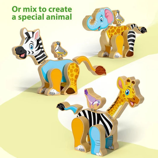 Forrest Zoo Wooden Puzzle Toy for Kids – Montessori Animal Matching & Learning Game