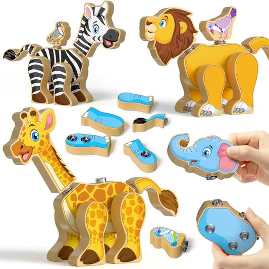 Forrest Zoo Wooden Puzzle Toy for Kids – Montessori Animal Matching & Learning Game