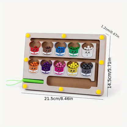 Beebox's Magnetic Color & Number Maze | Magnet Game Wooden Color Matching Learning Counting Puzzle Board | Fine Motor Skills Toys