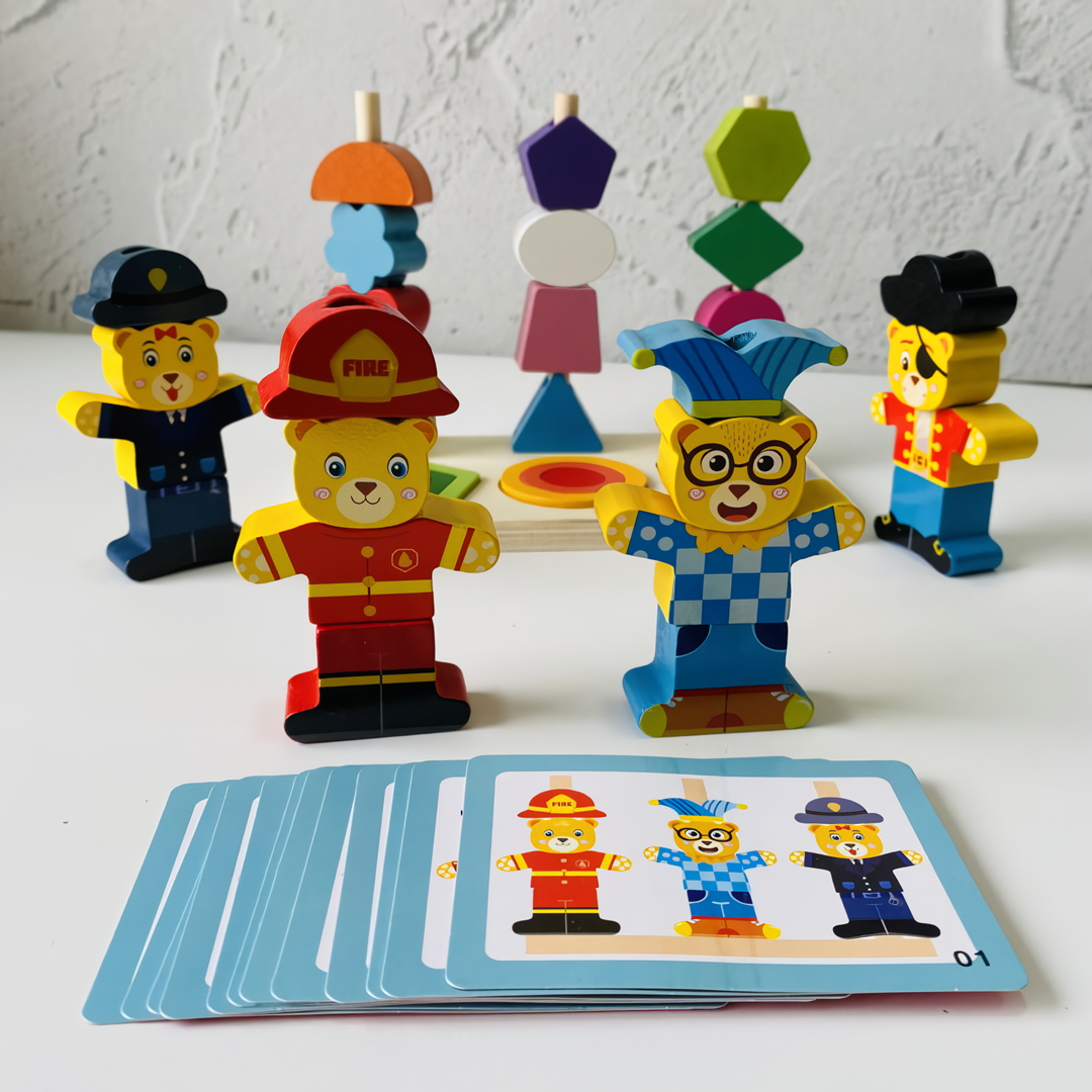 Beebox Littlebear Shape Wrapped – Shape Sorter & Stacking Learning Toy for Toddlers