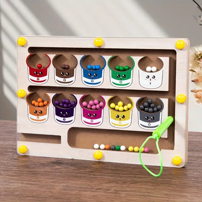 Beebox's Magnetic Color & Number Maze | Magnet Game Wooden Color Matching Learning Counting Puzzle Board | Fine Motor Skills Toys