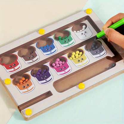 Beebox's Magnetic Color & Number Maze | Magnet Game Wooden Color Matching Learning Counting Puzzle Board | Fine Motor Skills Toys