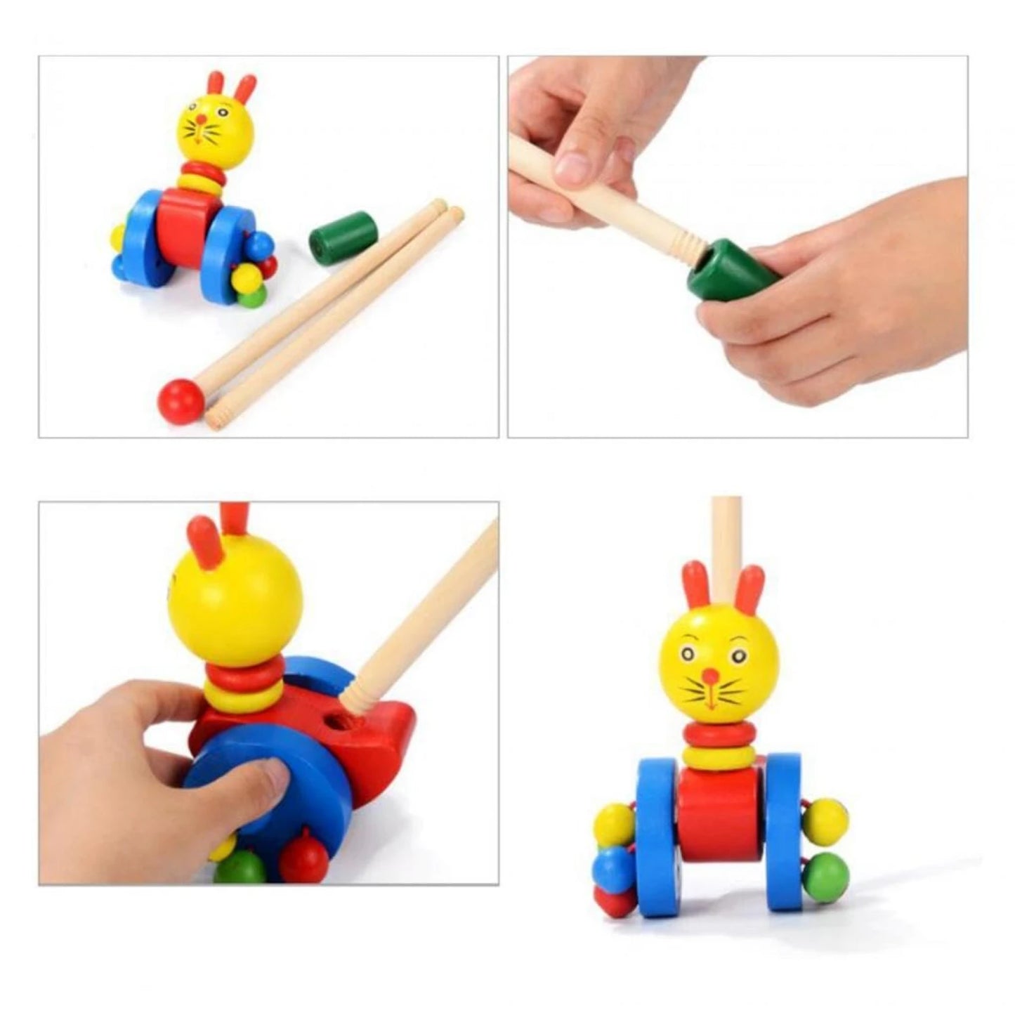 2-in-1 Wooden Animal Cart – Build & Play Pull Along Toy for Toddlers