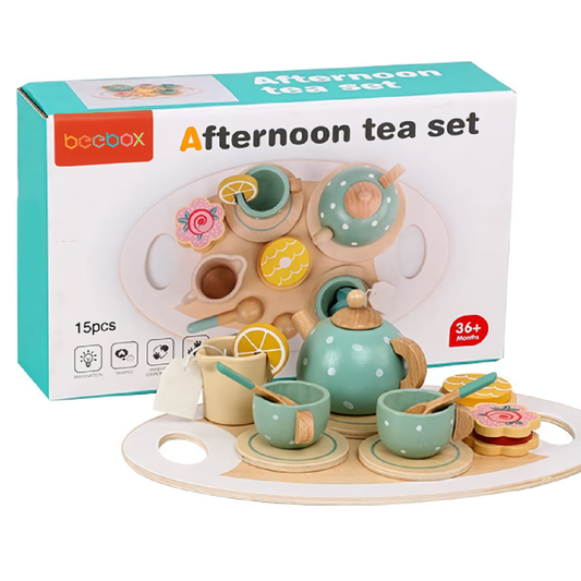 Beebox Wooden Afternoon Tea Set – Pretend Play Tea Party Toy for Kids