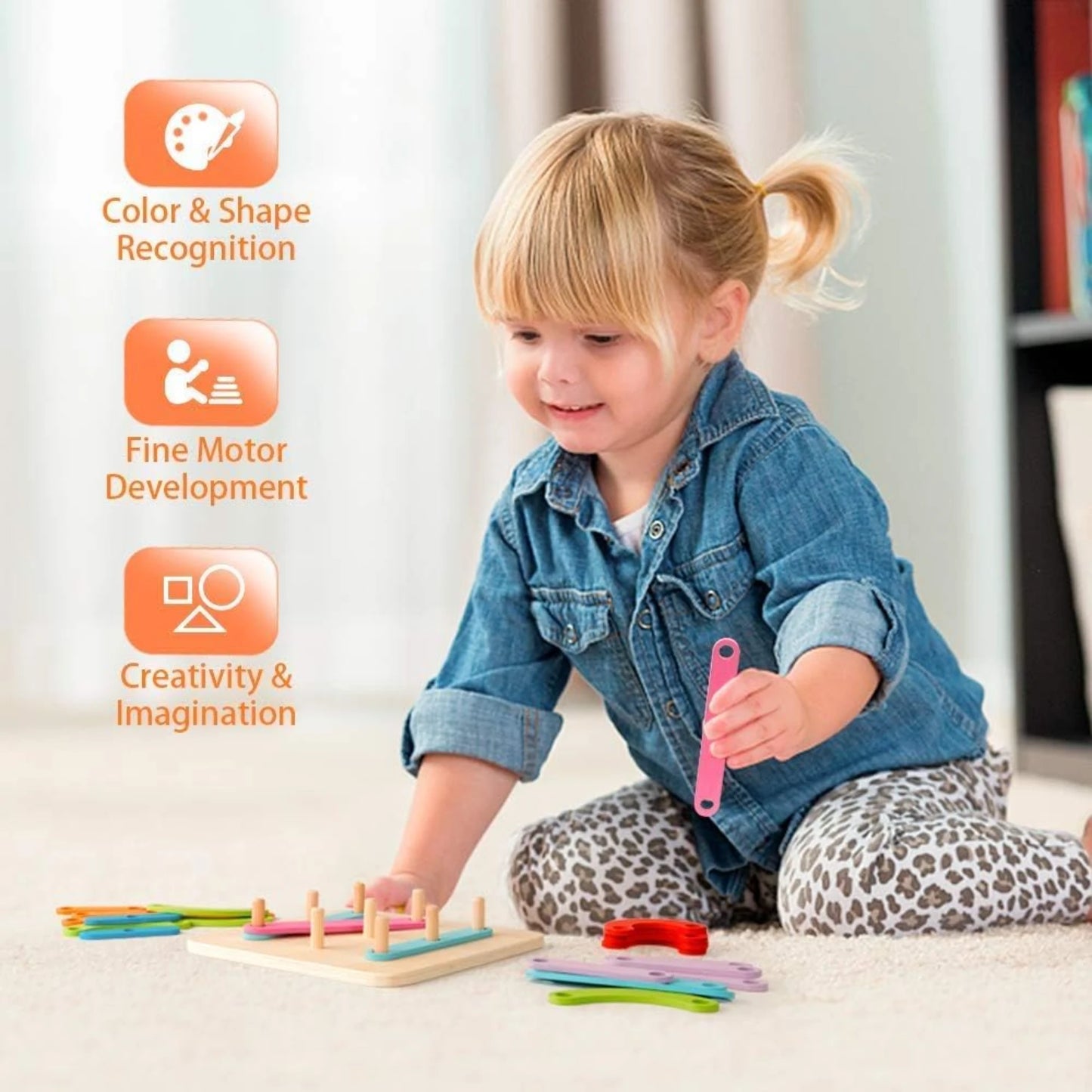 Multifunction Montessori Pillar Collage Toy – Wooden Stacking & Sorting Learning Toy for Toddlers