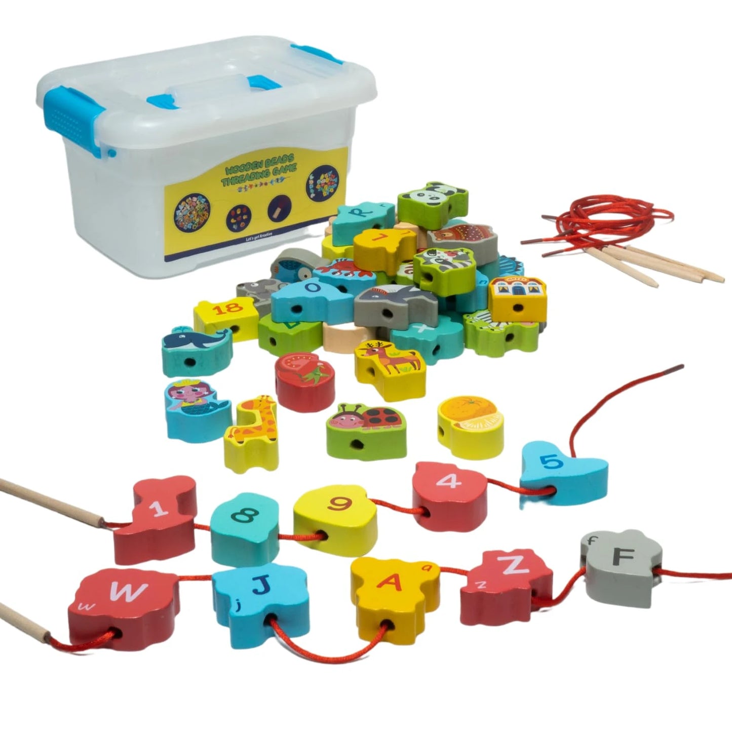 Beebox Wooden Lacing Toy – 42pcs Fine Motor Skills & Creative Learning Set for Kids