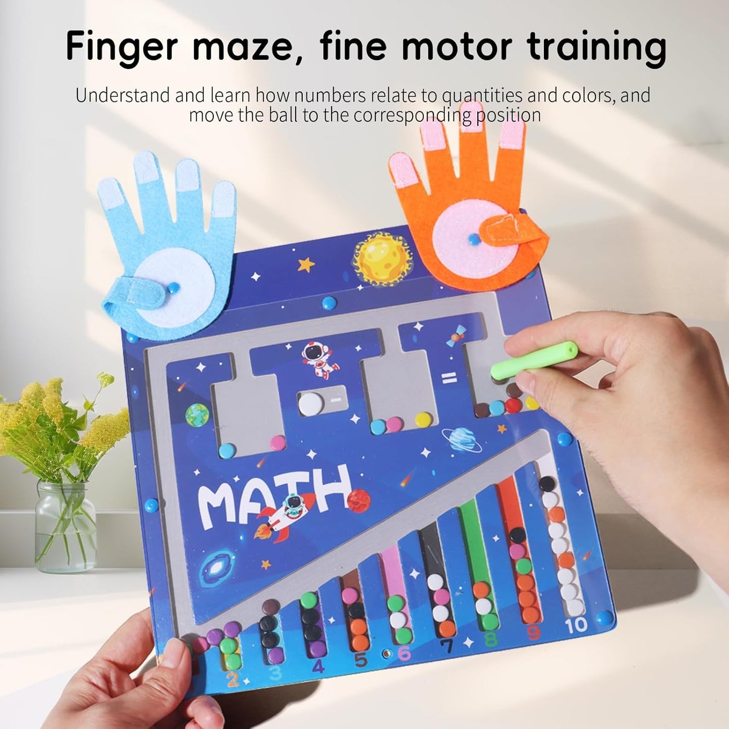 Beebox Magnetic Finger Counting Toy for Kids | Early Math Learning Board with Maze, Drawing Pad, Numbers & Flashcards | Montessori-Inspired Educational Toy for Toddlers 3+ Years