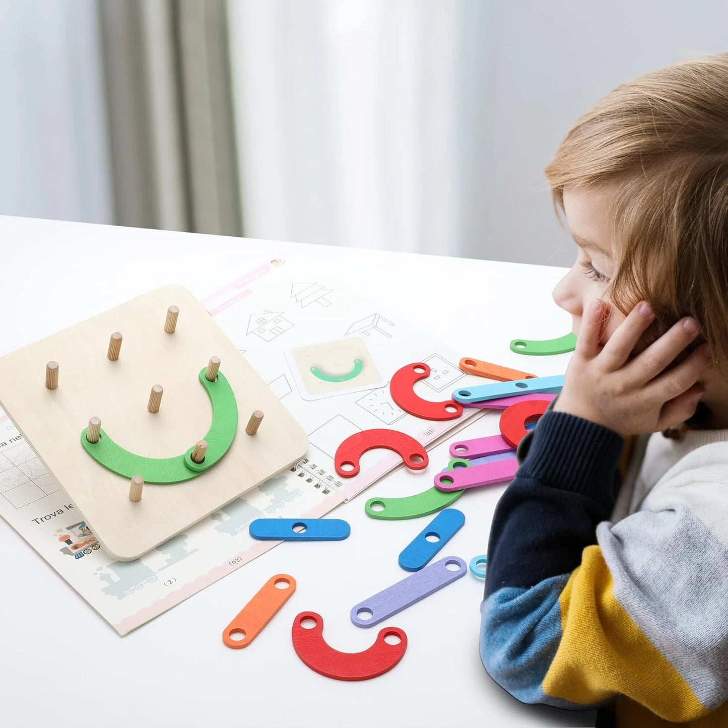 Multifunction Montessori Pillar Collage Toy – Wooden Stacking & Sorting Learning Toy for Toddlers