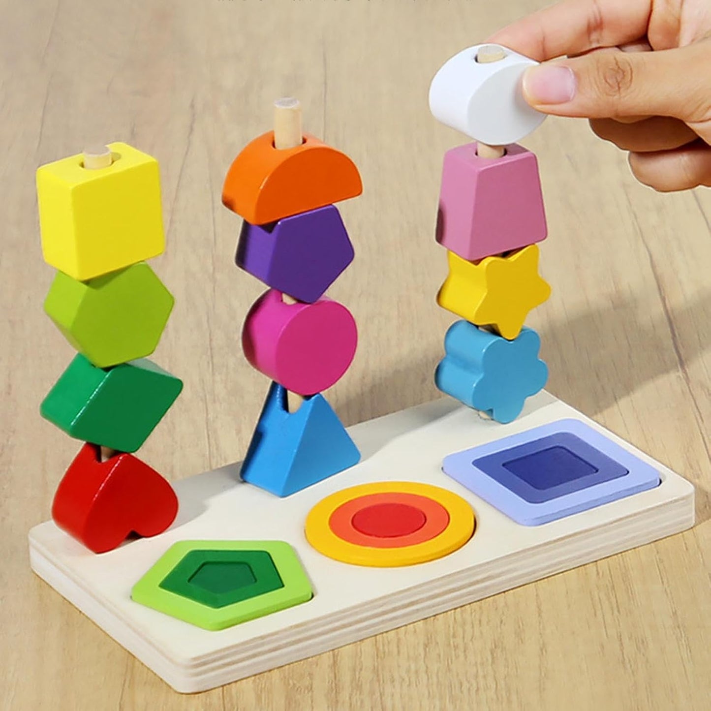Beebox Littlebear Shape Wrapped – Shape Sorter & Stacking Learning Toy for Toddlers