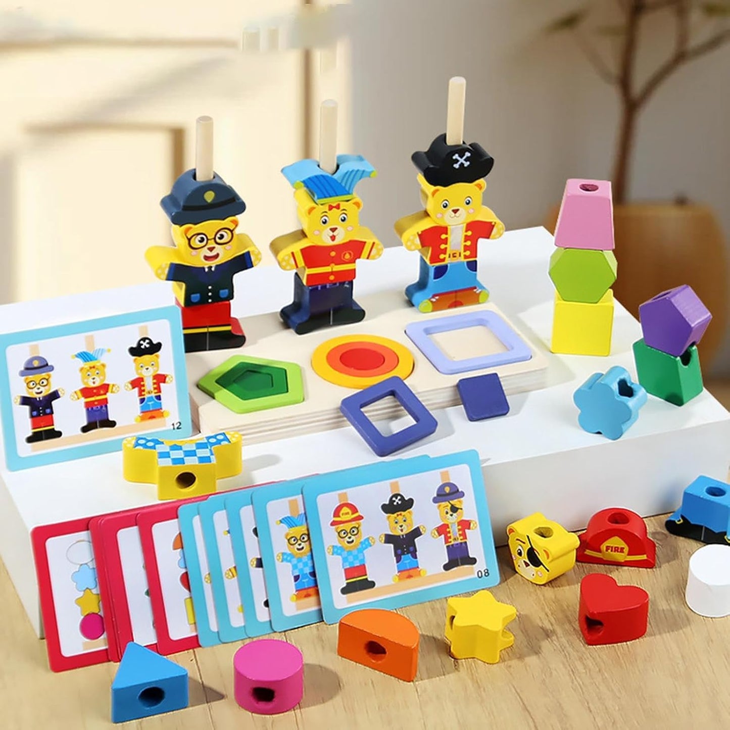 Beebox Littlebear Shape Wrapped – Shape Sorter & Stacking Learning Toy for Toddlers