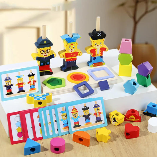 Beebox Littlebear Shape Wrapped – Shape Sorter & Stacking Learning Toy for Toddlers