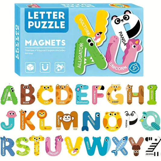 Beebox's Magnetic Alphabet Set for Children | ABC Learning Kit for Kids | Vibrant Square Paper Puzzle Pieces for Creative Play & Cognitive Growth