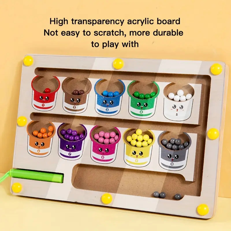 Beebox's Magnetic Color & Number Maze | Magnet Game Wooden Color Matching Learning Counting Puzzle Board | Fine Motor Skills Toys