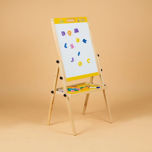 Beebox Wooden Easel Board | Easel For Kids With Chalkboard & Whiteboard | Adjustable Wooden 2-In-1 Drawing Board | (2+ Years) for Home Art & Study