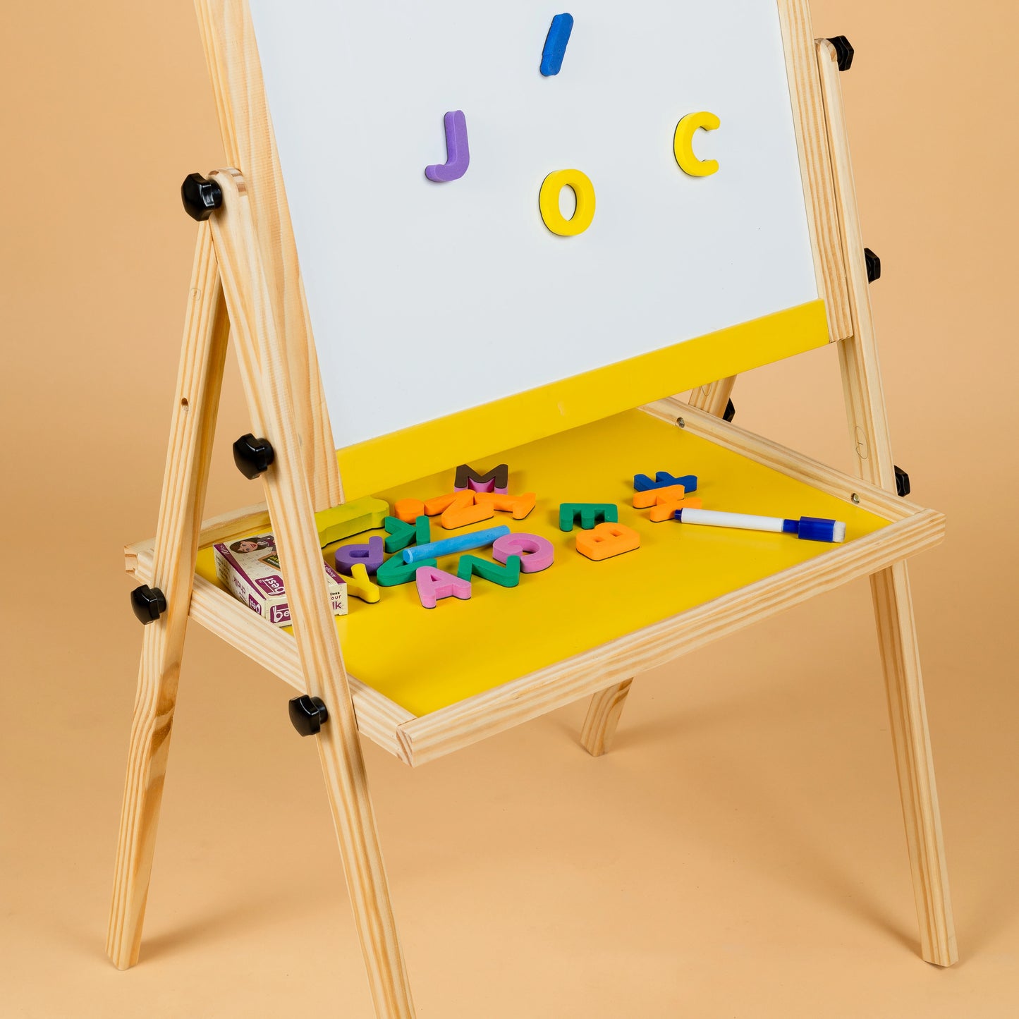 Beebox Wooden Easel Board | Easel For Kids With Chalkboard & Whiteboard | Adjustable Wooden 2-In-1 Drawing Board | (2+ Years) for Home Art & Study