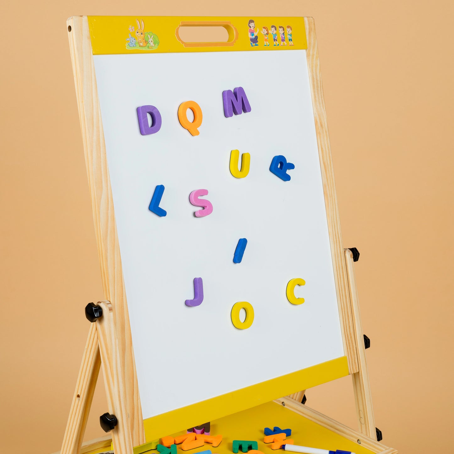 Beebox Wooden Easel Board | Easel For Kids With Chalkboard & Whiteboard | Adjustable Wooden 2-In-1 Drawing Board | (2+ Years) for Home Art & Study