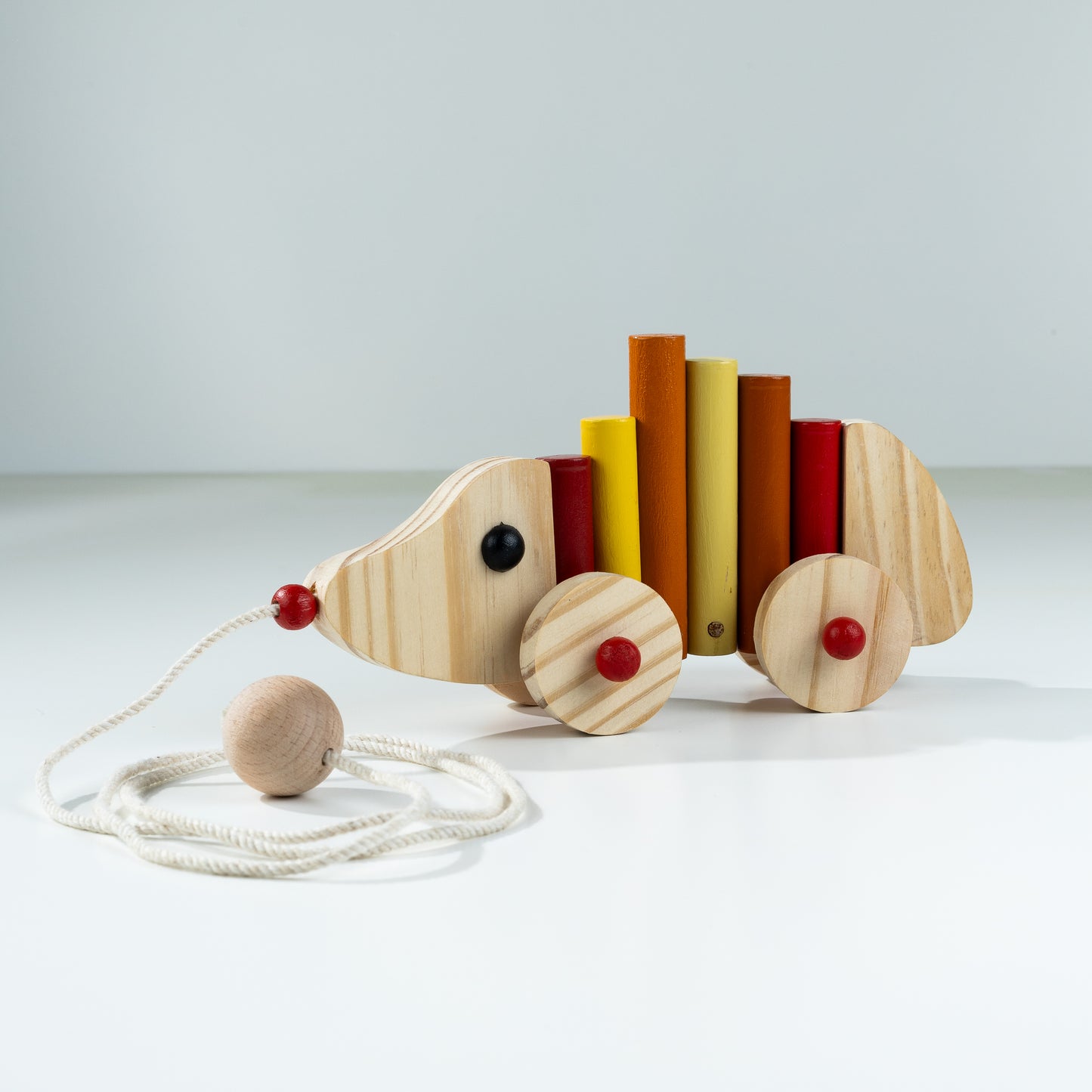 Wooden Rop Pull HadgeHog Toy