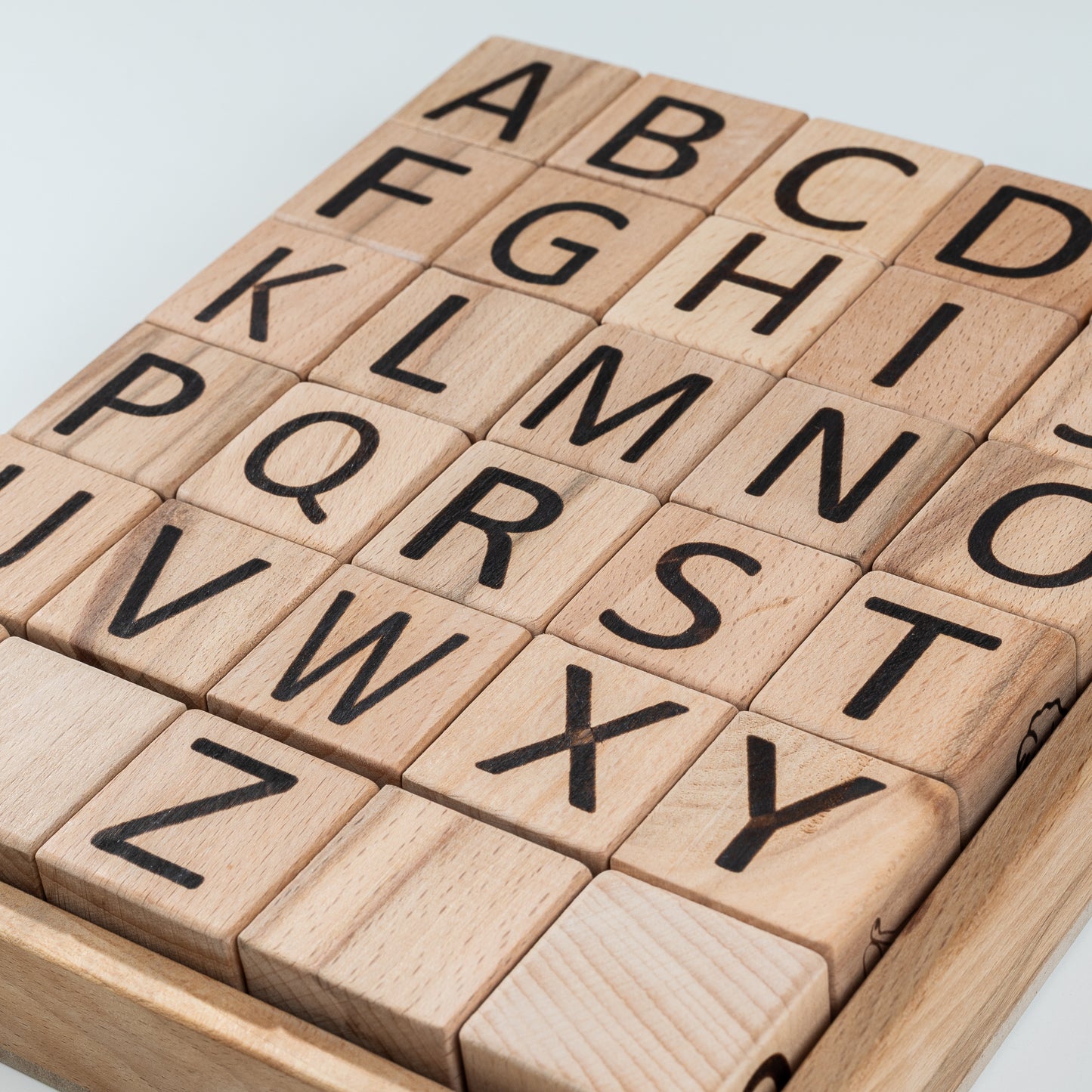 4-in-1 Wooden Learning Block Set - 30 Large Blocks - 4 side Engraved | Building blocks | Montessori toys | Baby learning toys | Educational wooden toys | Wooden alphabet blocks | Wooden learning toys