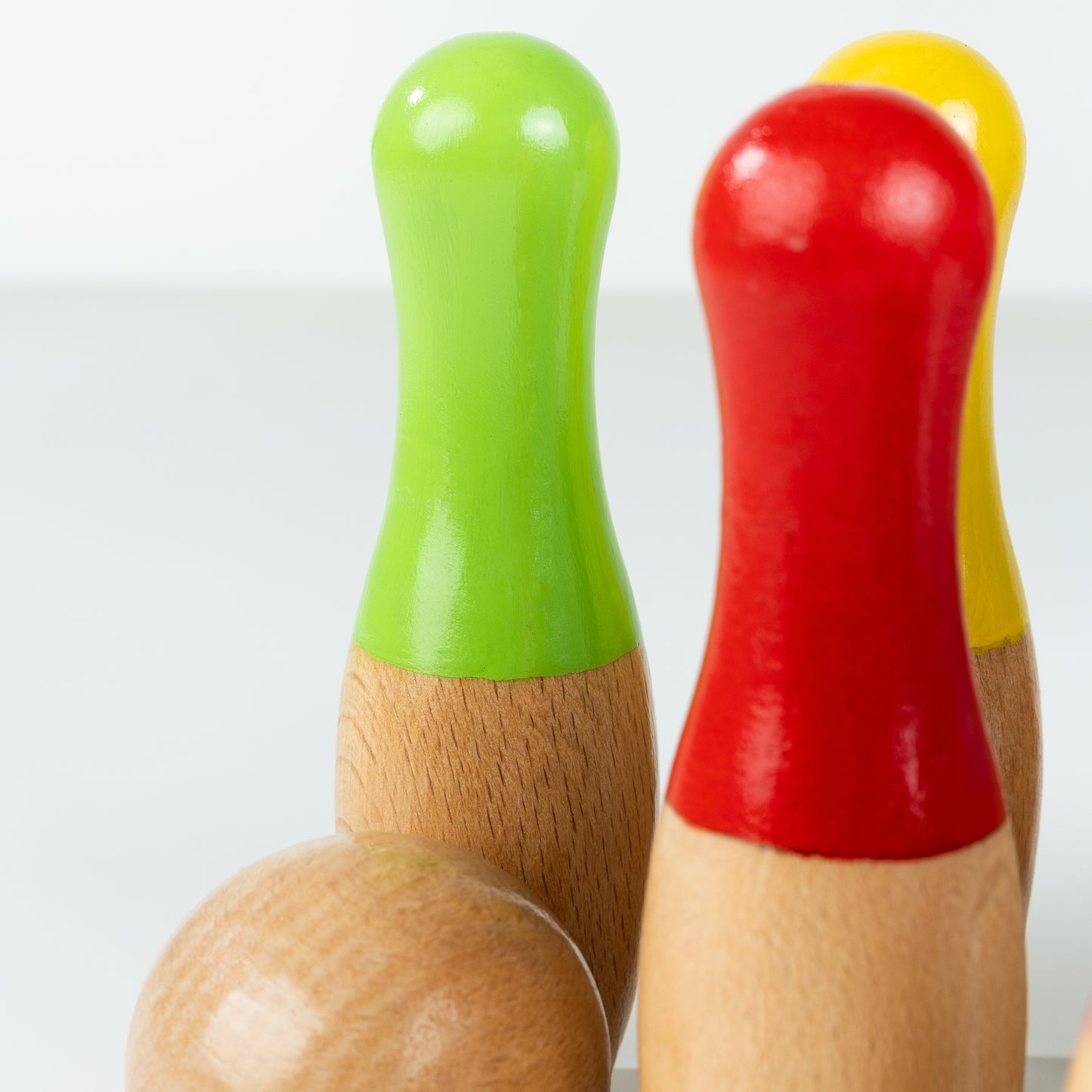 Wooden Bowling Game Set | 10 Pins & 2 Balls | Indoor bowling set for kid | Wooden skittles game