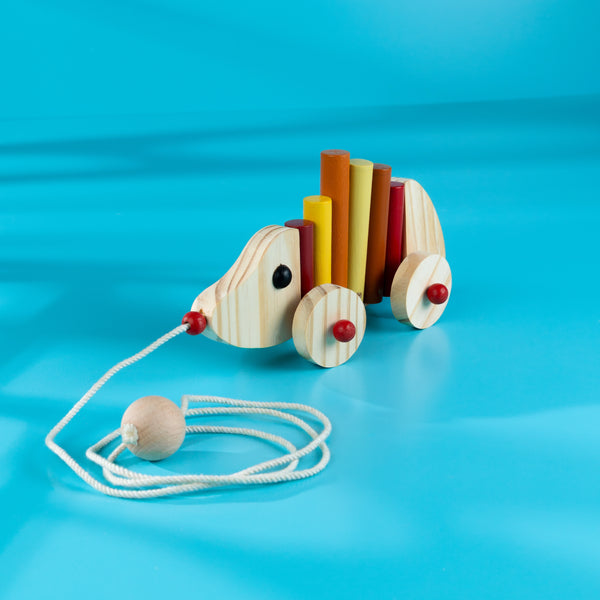 Wooden Rop Pull HadgeHog Toy