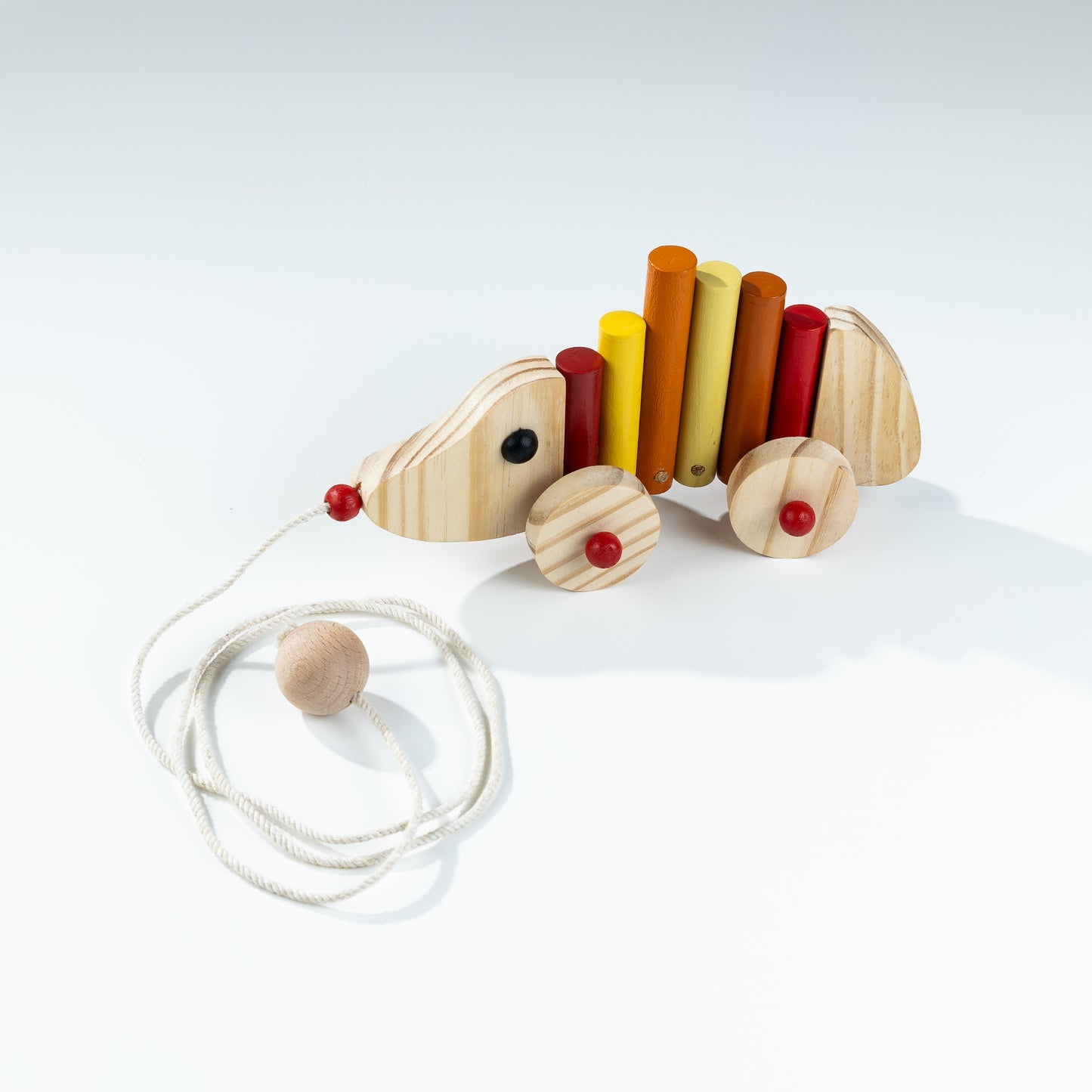 Wooden Rop Pull HadgeHog Toy