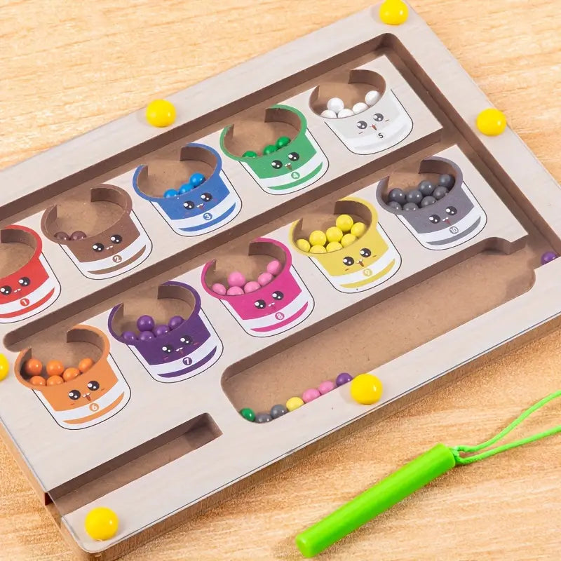 Beebox's Magnetic Color & Number Maze | Magnet Game Wooden Color Matching Learning Counting Puzzle Board | Fine Motor Skills Toys